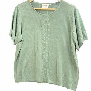 Grandma Mint Green Short Sleeve Knit Sweater